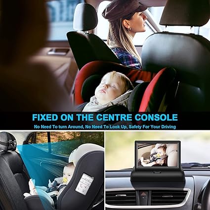 Photo 4 of Baby Car Mirror, 4.3'' HD Night Vision Function Car Mirror Display, Safety Car Seat Mirror Camera Monitored Mirror with Wide Crystal Clear View, Aimed at Baby, Easily Observe The Baby’s Move