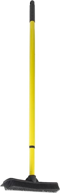 Photo 2 of FURemover Original Indoor Pet Hair Rubber Broom with Carpet Rake and Squeegee, Black and Yellow