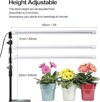 Photo 3 of JCBritw Desktop LED Grow Light Bar T8 2ft Plant Growing Lamp on Stand for Indoor Plants White Full Spectrum Adjustable Tabletop Plant Light for Seed Starting, Seedlings, Veg, Flower