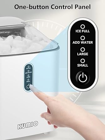 Photo 3 of KUMIO Ice Makers Countertop, Portable Ice Maker with Self-Cleaning, 8 Cubes/9 Mins, 26.5Lbs/24Hrs, Ice Machine with Scoop and Basket, 2 Sizes of Bullet Ice for Home Office Bar Party