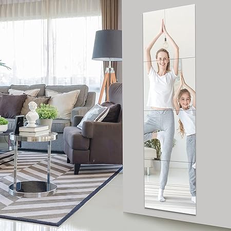 Photo 2 of EVENLIVE Full Length Mirror Tiles-14 Inch×1 Pieces, Frameless Wall Mirror, self Adhesive Long Mirror, Body Mirror, Easy to Install, Used as Gym Mirrors for Home Gym, Door Mirror, Bedroom Mirror