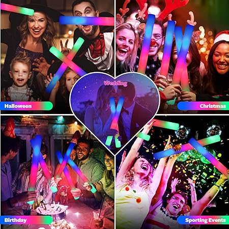 Photo 3 of 68 PCS LED Foam Glow Sticks, Bulk Glow Sticks, Glow in the Dark Party Supplies with 3 Modes Colorful Flashing, Neon Party Favors Supplies for Glow Party, Birthday, Wedding, Carnival, Concert