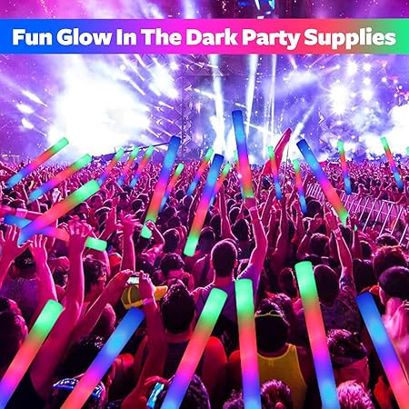 Photo 2 of 68 PCS LED Foam Glow Sticks, Bulk Glow Sticks, Glow in the Dark Party Supplies with 3 Modes Colorful Flashing, Neon Party Favors Supplies for Glow Party, Birthday, Wedding, Carnival, Concert