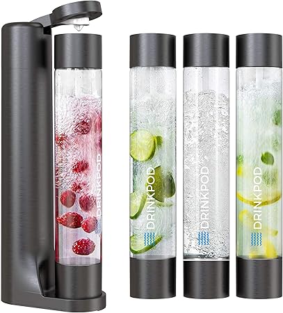 Photo 1 of Sparkling Water Maker Soda Maker Infused Fruits Soda Maker Machine for Carbonating with 1L Carbonating Bottle, Seltzer Fizzy Water Maker, Includes 3 x 1l Carbonating Bottle Compatible with 60L