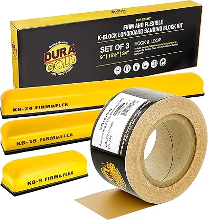 Photo 2 of Dura-Gold Pro Series K-Block Sander Firm & Flex Hand Sanding Block Kit with Hook & Loop Backing and PSA Adapter Pad & 400 Grit PSA Longboard Sandpaper