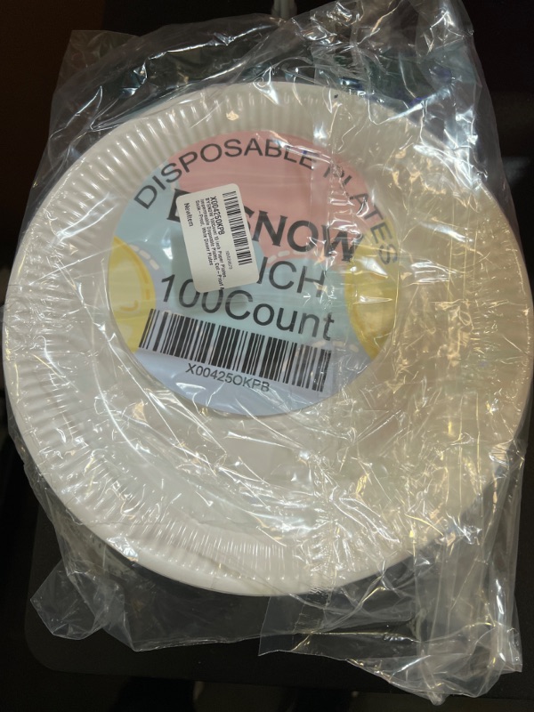 Photo 2 of 100Count 10 inch Paper Plates, Impermeable Disposable Plates, Cut-Proof & Soak-Proof, White Dinner Plates