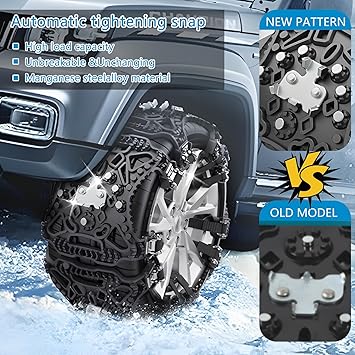 Photo 1 of TPU Snow Chains 6 Pack,Upgraded Tire Chains for Cars/Trucks/SUV/ATV,Emergency Anti Slip Tire Traction Chains for Tire Width 165-275mm