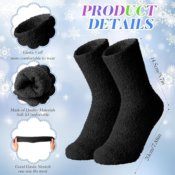 Photo 1 of Handepo 10  Pairs Women Fuzzy Socks Bulk Winter Warm Soft Cozy Fluffy Microfiber Socks Sleeping Christmas Gifts (Classic Style)