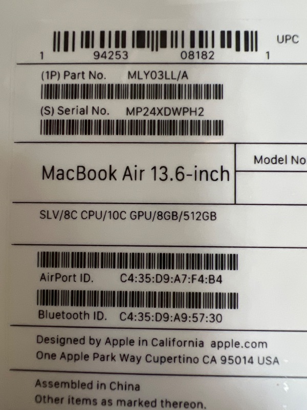 Photo 3 of Apple 2022 MacBook Air Laptop with M2 chip: 13.6-inch Liquid Retina Display, 8GB RAM, 512GB SSD Storage; Silver with AppleCare+ (3 Years) 512GB Silver With AppleCare+ (3 Years)