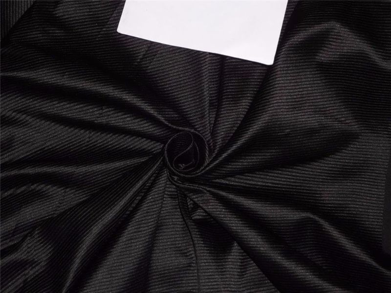 Photo 1 of 100% Silk Taffeta Fabric PIN Stripe - Black Color 54" Wide TAF#S135[1]

