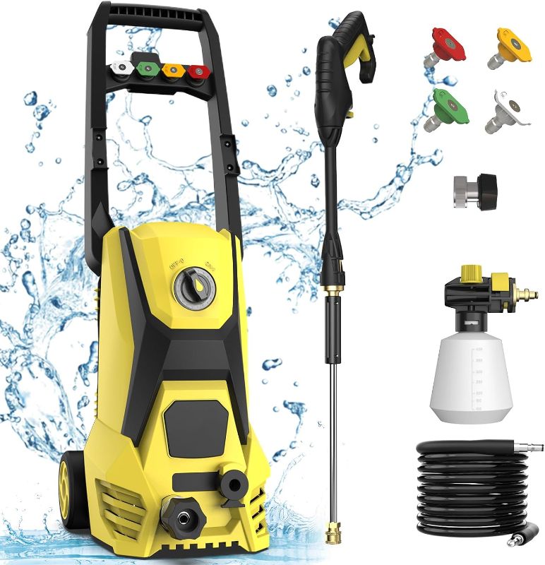 Photo 1 of Electric Pressure Washer - 4200PSI Electric Power Washer with 20FT Hose, 35FT Power Cord, 4 Nozzles, High Pressure Washer for Cars, Fences, Patios, Driveways
