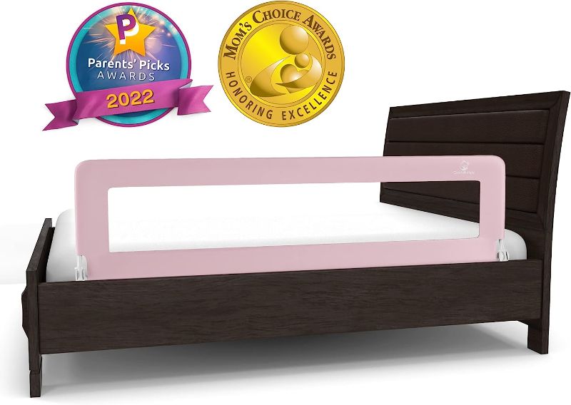 Photo 1 of ComfyBumpy 59 inch Extra Long Bed Rail for Toddlers - Baby Bed Rail Guard for Kids, Twin, Full, King and Queen Beds - Adjustable Toddler Bed Rails - Baby Bed Side Bedrails - Pink, XL (59" x 19.5")
