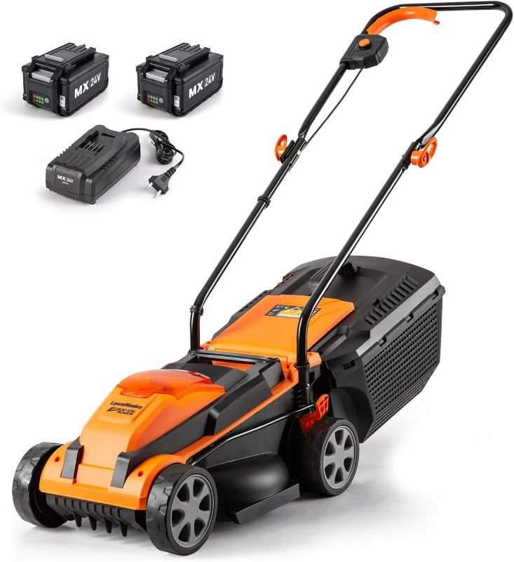 Photo 1 of LawnMaster CLM2413A Cordless 13-Inch Lawn Mower 24V Max with 2X4.0Ah Battery and a Charger
