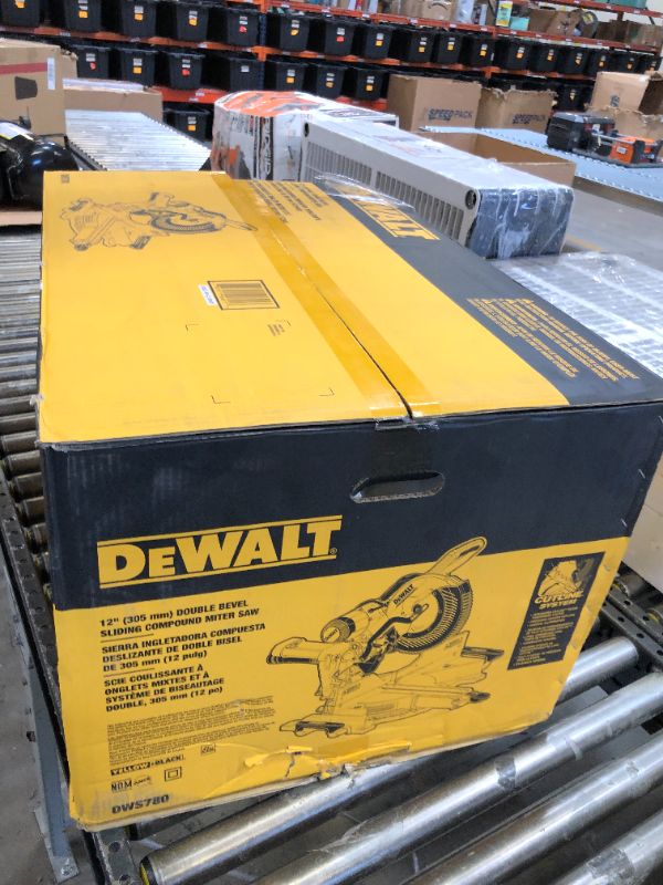 Photo 4 of DEWALT Miter Saw, 12 Inch, 15 Amp, 3,800 RPM, Double Bevel Capacity, With Sliding Compound, Corded With Miter Saw Stand (DWS780 + DWX724)