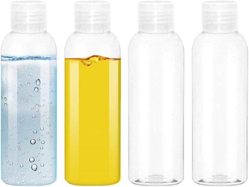 Photo 1 of 4 Pack 100ML Empty Clear Plastic Squeeze Bottles with Disc Top Flip Cap Travel Bottle BPA-Free Containers For Shampoo, Lotions, Liquid Body Soap, Creams