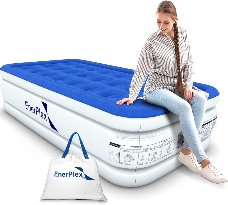 Photo 1 of EnerPlex Air Mattress with Built-in Pump - Double Height Inflatable Mattress for Camping, Home & Portable Travel - Durable Blow Up Bed with Dual Pump - Easy to Inflate/Quick Set UP
