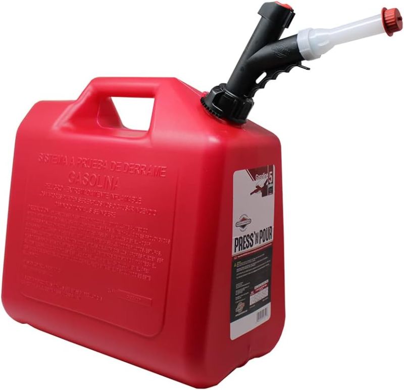Photo 1 of Briggs and Stratton Press 'N Pour Gas Can | 5 gallon | Red | SKU: GB351
