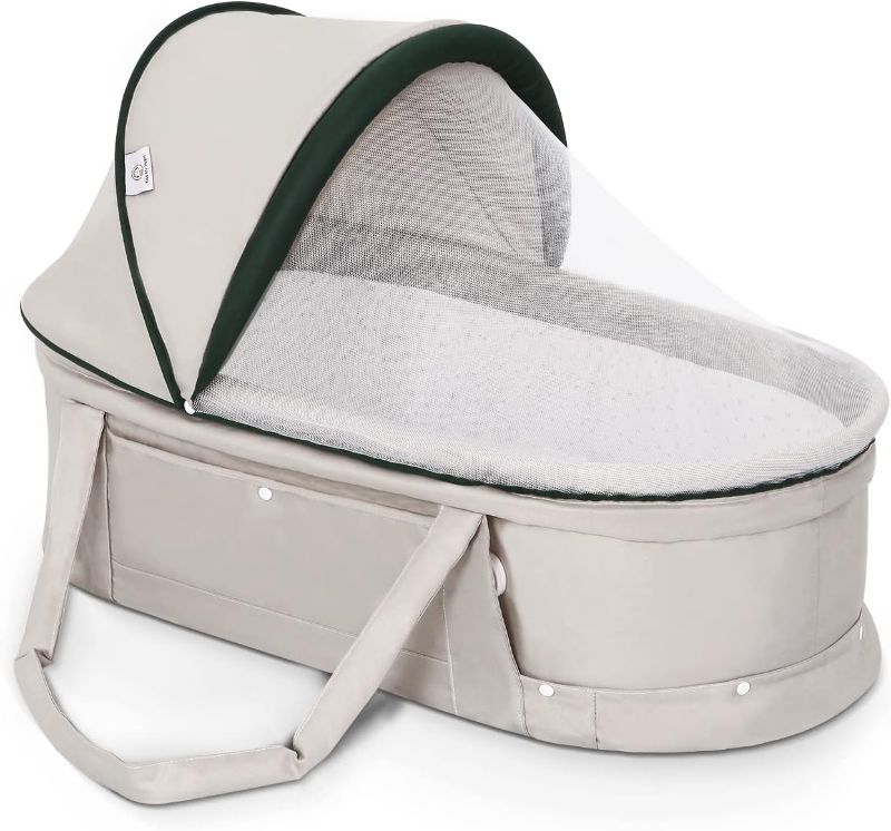 Photo 1 of Holy Cat Travel Bassinet Portable Bassinet-Folding Baby Bassinet iin Bed Mini Travel Crib Infant Travel Bed with Mosquito Net and Canopy Lightweight Washable Foldable-Lightgrey
