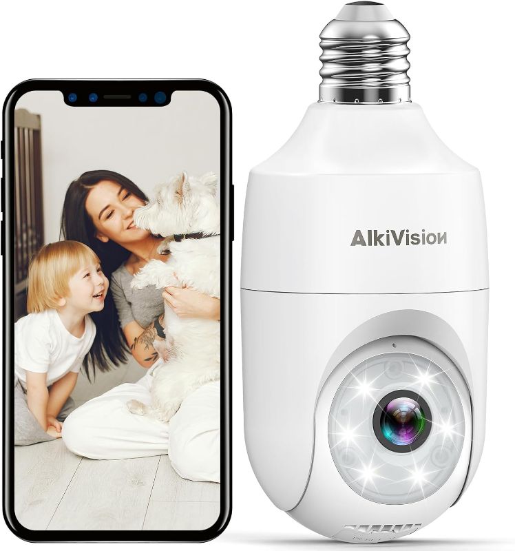 Photo 1 of 2K Light Bulb Security Cameras Wireless Outdoor - 2.4G Hz 360° Motion Detection, for Home Security Outside Indoor, Full-Color Night Vision, Auto Tracking, Siren Alarm, 24/7 Recording
