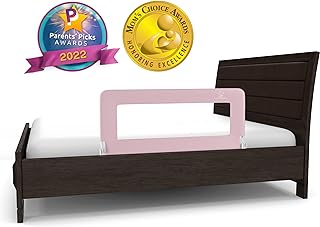 Photo 1 of ComfyBumpy Bed Rail for Toddlers | Bed Rails for Kids, Twin, Full, Queen & King Size Bed - Adjustable Toddler Bed Rail Guard - Swing Down Baby Bed Side Rail - Pink, Regular (35.5" x 19.5")