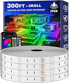 Photo 1 of 200ft Outdoor LED Strip Lights Waterproof 1 Roll,IP68 Outside Led Light Strips Waterproof with App and Remote,Music Sync RGB Exterior Led Rope Lights with Self Adhesive Back for Deck,Balcony,Pool https://a.co/d/07FbORTQ