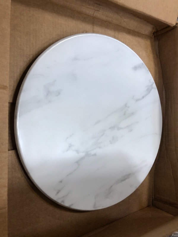 Photo 2 of 17 1/4 X 1 1/8 Round Melamine Serving Board - Faux White Marble
