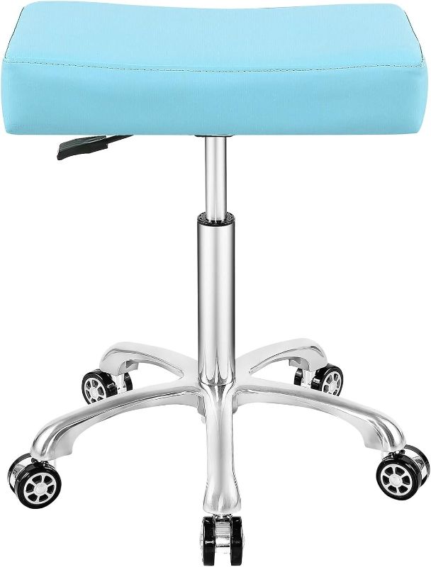 Photo 1 of Antlu Adjustable Rolling Heavy Duty Stool Chair for Massage Office Tattoo Medical, Work Heavy Duty Hydraulic Stool with Wheels (Cyan)
