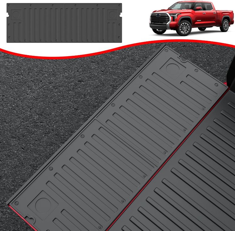 Photo 1 of powoq Tailgate Mat Compatible with 2022-2024 Toyota Tundra Tailgate Bed Liners All Season TPE Tailgate Protector Replacement for 2022 2023 2024 Toyota Tundra Accessories(Tailgate Mat)
