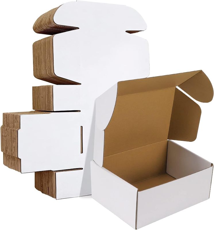 Photo 1 of HORLIMER 9x6x4 inches Shipping Boxes Set of 25, White Corrugated Cardboard Box Literature Mailer
