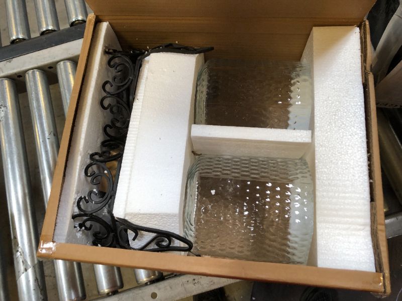 Photo 1 of Dual Gallon Glass Beverage Dispensers with Decorative Metal Stand, Stainless Steel Spigot, Drips Trays - Double Drink Dispenser Station for Parties, Weddings and Holidays
