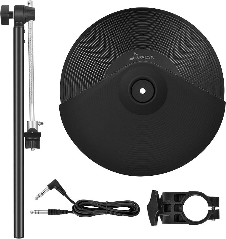 Photo 1 of Donner Mute Cymbal Set with 12-inch Cymbals For electric drum kit, Signal Cable, Rack Clamp, And More Stable Iron Metal Bracket (For DED-200/300/400 Expansion)
