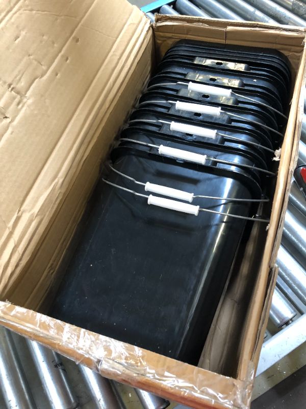 Photo 1 of Vesici 6 Pcs 5 Gallon Square Bucket Pail with Plastic Handle and Lid Storage Food Container Industrial Pail with DIY Label Sticker for Multipurpose Paint Water Art Crafts Project (Black)