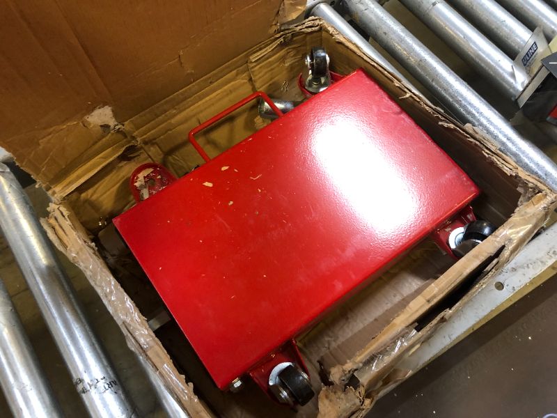 Photo 1 of 1100 LB Motorcycle Lift Center Scissor Lift Jack with Dolly Wide Flat Hoist Stand Bikes ATVs Garage Repair Stand with Caster Lock, Red