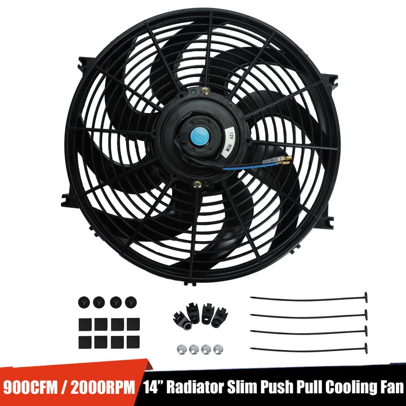 Photo 1 of 14" inch Universal Slim Fan Push Pull Electric Radiator Cooling 12V Mount Kit
