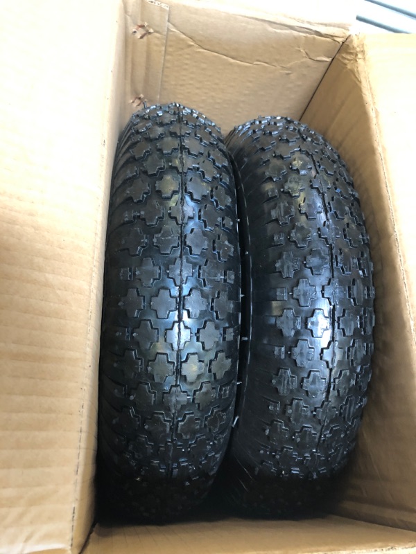 Photo 2 of 16 Inch 2 PCS Rubber Pneumatic Replacement Tires and Wheels 4.80/4.00-8" with 5/8'' Axle Bore Hole, Inflated Air Wheel for Wheelbarrow/Wagon/Hand Truck/Trolley/Garden Cart/Trailers/Dolly etc.
