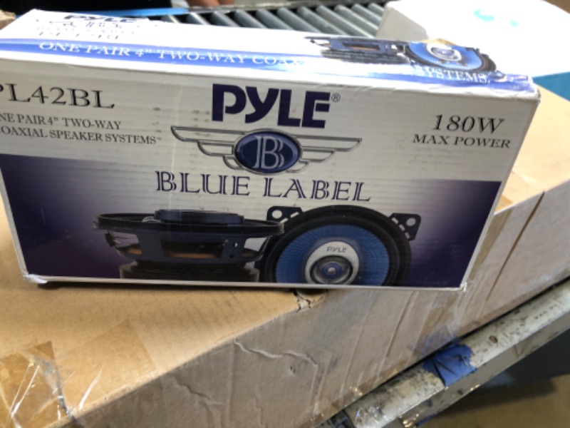 Photo 2 of Pyle 4" Car Sound Speaker (Pair) - Upgraded Blue Poly Injection Cone 2-Way 180 Watt Peak w/ Non-fatiguing Butyl Rubber Surround 110 - 20Khz Frequency Response 4 Ohm & 3/4" ASV Voice Coil - PL42BL Speakers