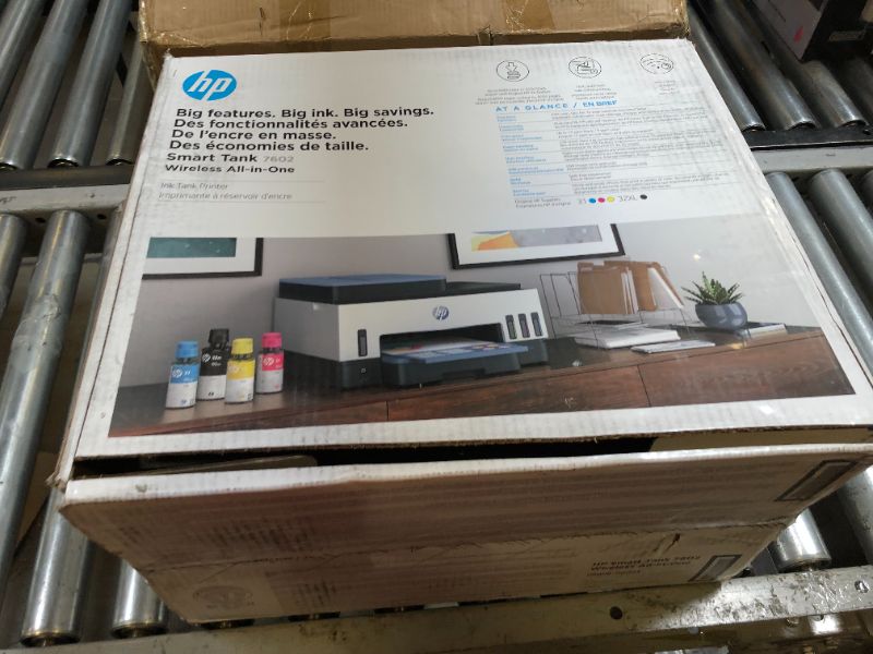 Photo 3 of HP Smart -Tank 7602 Wireless All-in-One Cartridge-free Ink Printer, up to 2 years of ink included, mobile print, scan, copy, fax, auto doc feeder, featuring an app-like magic touch panel (28B98A),Blue