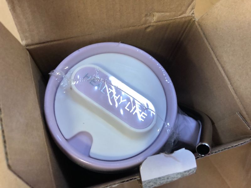Photo 1 of Mug insulated cup with lid, coffee cup, stainless steel office water cup, couple cup, high-end and exquisite Purple