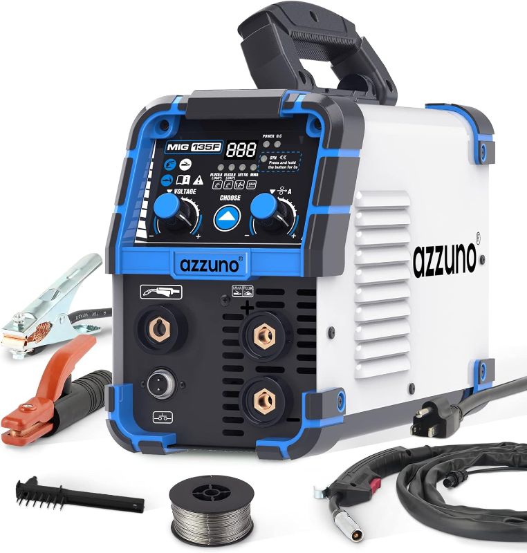 Photo 1 of 135 Amp MIG Welder, 3 in 1 Multiprocess Welder 110V Flux Core Welder Flux MIG/Lift TIG/Stick Welding Machine Synergic Control IGBT Inverter Welder (volts, 110)
