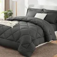 Photo 1 of CozyLux King Bed in a Bag 7-Pieces Comforter Sets with Comforter and Sheets Dark Grey All Season Bedding Sets with Comforter, Pillow Shams, Flat Sheet, Fitted Sheet and Pillowcases https://a.co/d/2o7njdH