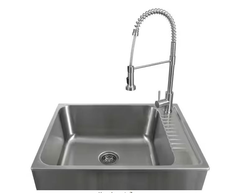 Photo 1 of Presenza All-in-One 28 in. x 22 in. x 33.8 in. Stainless Steel Drop-In Sink and Cabinet with Faucet in White