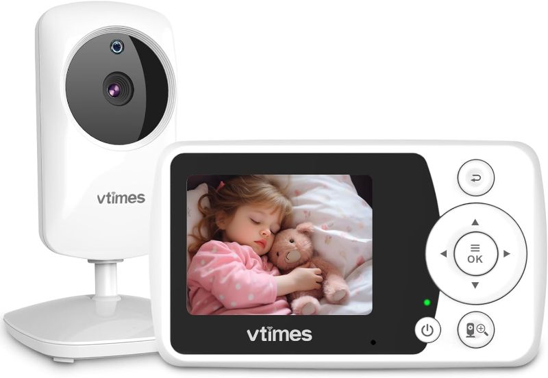 Photo 1 of Baby Monitor with Camera and Audio, Video Baby Monitor No WiFi Night Vision, 2.4" Screen Portable Baby Camera VOX Mode Pan-Tilt-Zoom Alarm and 1000ft Range, Ideal for Gifts
