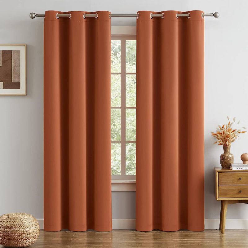 Photo 1 of DUALIFE Blackout Curtains 84 Inch Length Thermal Insulated Dark Orange Room Darkening Bedroom Curtains -Burnt Orange Ochre, Set of 2 Curtain Panels, 42 by 84, Grommet
