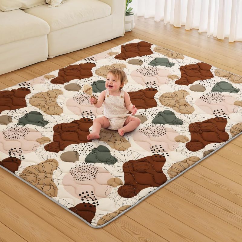 Photo 1 of Blissful Diary Baby Play Mat, 71x59 Inch Extra Thicker & Large Baby Mat for Floor, Soft Cushioning Foam Play Mats for Babies and Toddlers, Foldable Washable Baby Playpen Mat Crawling Mat, Boho Design
