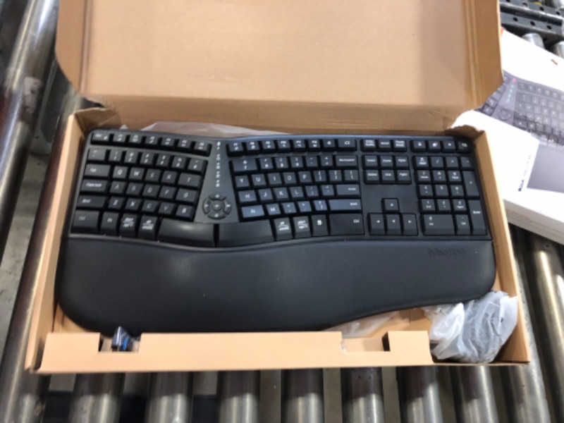 Photo 2 of MEETION Ergonomic Wireless Keyboard and Mouse, Ergo Keyboard with Vertical Mouse, Split Keyboard with Cushioned Wrist, Palm Rest, Natural Typing, Rechargeable, Full Size, Windows/Mac/Computer/Laptop