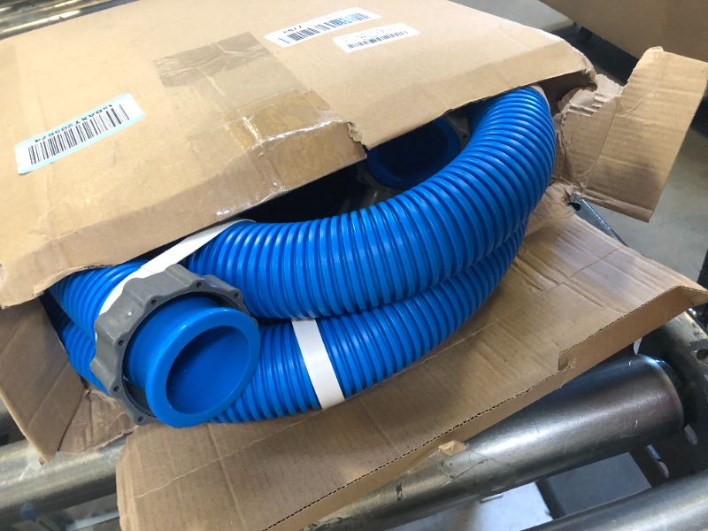 Photo 3 of 2 Pcs Blue 1.5" Diameter Pool Pump Replacement Hose, 1 1/2 Inch Pool Hoses for Above Ground Pools, 59" Long Accessory Pool Hoses for Filter Pump and Saltwater Systems (2PC Blue with Adapter)