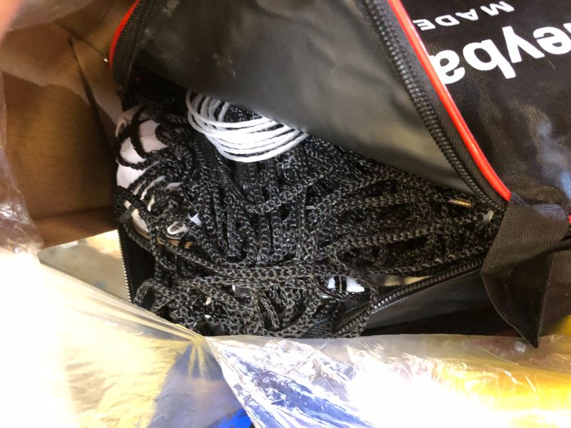 Photo 1 of Meooeck Volleyball Net Set Includes 32x3ft Net 2 Volleyballs with Pump, Aircraft Wire Rope and Carrying Bag Portable Regulation Size Indoor Outdoor Beach Backyard Badminton Net System Simple Colors