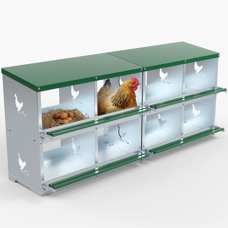 Photo 1 of Chicken Nesting Boxes, 8 Hole Nesting Box for Laying Eggs, Heavy Duty Metal Nest Boxes for Chicken and Poultry to Collect Eggs, Chicken Laying Boxes Hens Chicken Coop Box
