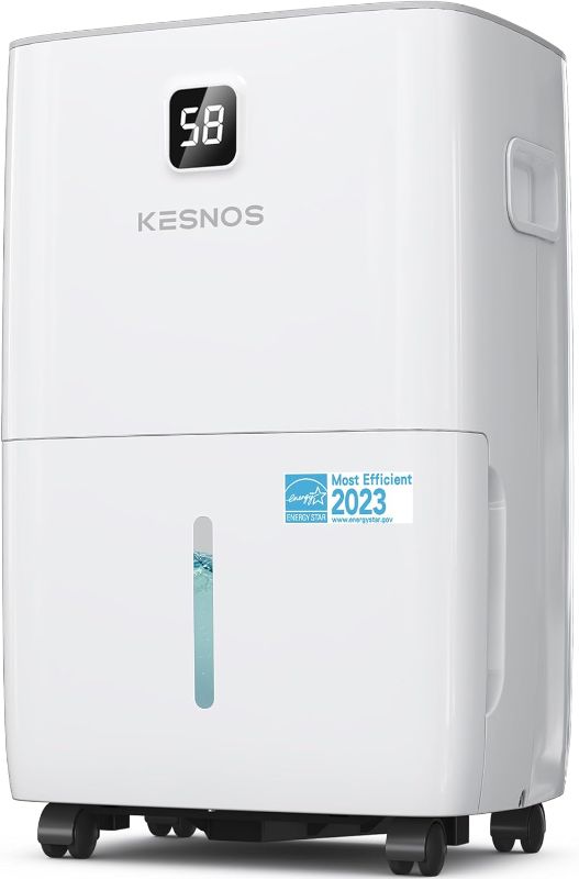 Photo 1 of Kesnos 120 Pints Home Dehumidifier Most Efficient 2023 Energy Star for Space Up to 6500 Sq. Ft - Dehumidifier with Drain Hose for Basement, Bathroom - Dehumidifier with Front Display