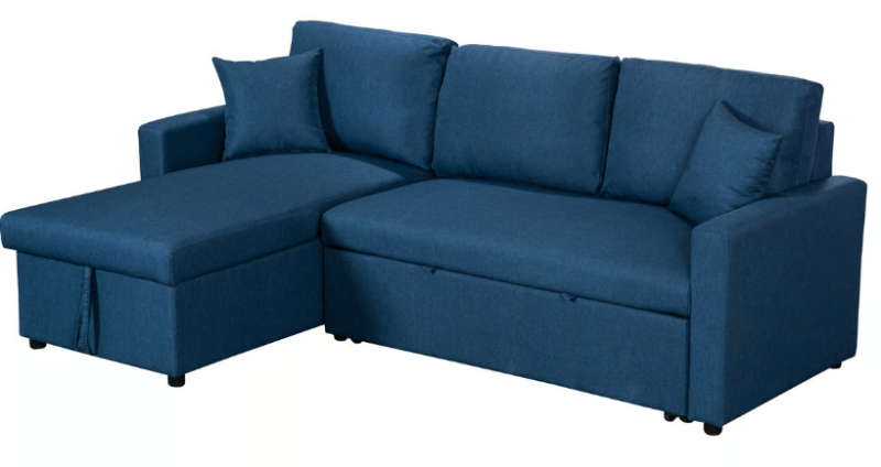 Photo 1 of Lilola Home Paisley Blue Reversible Sleeper Sofa Sectional with Chaise
